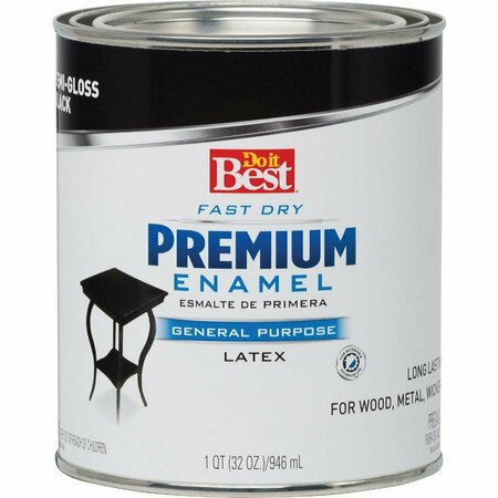 ALL-SOURCE Fast Dry Acrylic Latex Semi-Gloss Premium Enamel, Black, 1 Qt. 203314D